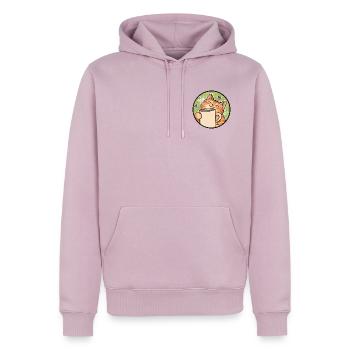 Cozy Cat Coffee Heart Illustration - Männer Premium Bio Hoodie - Altrosa - Vorne - Nico (187cm)