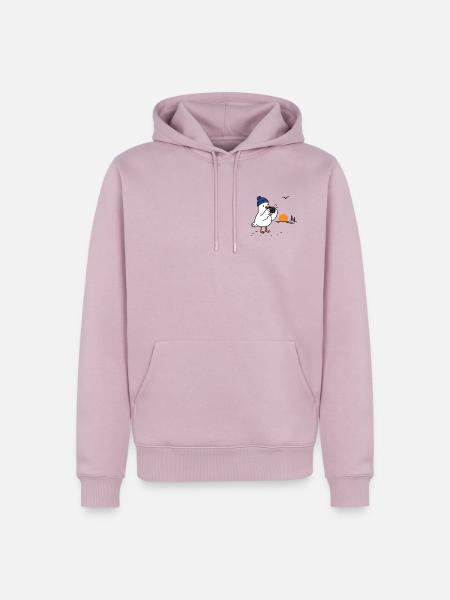 Möwe mit Kamera am Sonnenuntergang - Männer Premium Bio Hoodie - Altrosa