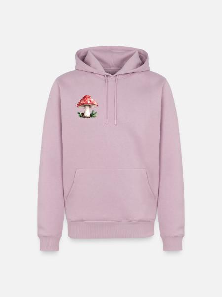 Roter Paddelpilz-Aquarell-Wald-Pilzzapfen - Männer Premium Bio Hoodie - Altrosa