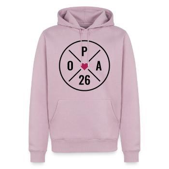 Opa 2026 - Herz - Baby Ankündigung - Opa 26 - Männer Premium Bio Hoodie - Altrosa - Vorne - Nico (187cm)