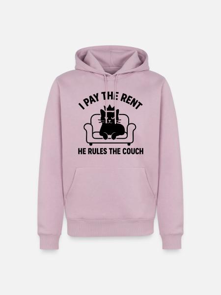 Lustige Katze Herr des Sofas - Männer Premium Bio Hoodie - Altrosa
