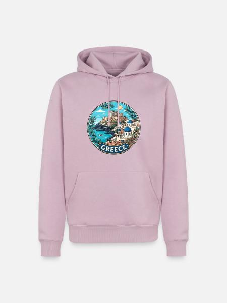 Griechenland Reiseabzeichen Akropolis Santorini-Inseln - Männer Premium Bio Hoodie - Altrosa