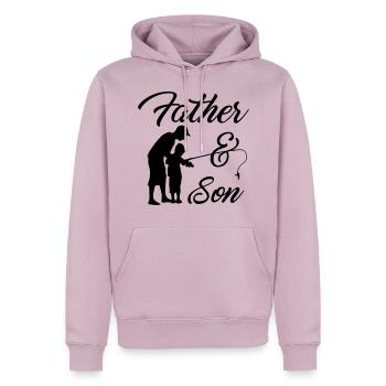 Le père et le fils pêcher pêche pêcher pêcher pêche cadeau pêche - Sweat à capuche Premium bio Homme - rose poudré - Devant - Nico (187cm)