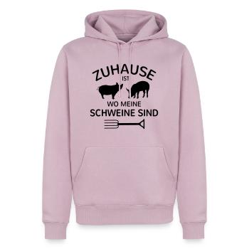 Schwein Schweinchen Landwirt Geschenk Bauer Farm - Männer Premium Bio Hoodie - Altrosa - Vorne - Nico (187cm)
