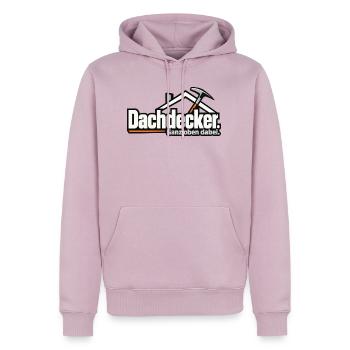 Dachdecker. Ganz oben dabei. – Lustiger Dachdecker - Männer Premium Bio Hoodie - Altrosa - Vorne - Nico (187cm)