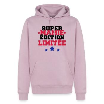 super mamie édition limitée - Sweat à capuche Premium bio Homme - rose poudré - Devant - Nico (187cm)