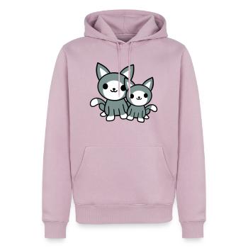 2 chats amis équipe équipage deux chatons de compagnie - Sweat à capuche Premium bio Homme - rose poudré - Devant - Nico (187cm)