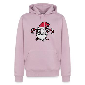 Père Noël de sucre de canne 3 - Sweat à capuche Premium bio Homme - rose poudré - Devant - Nico (187cm)