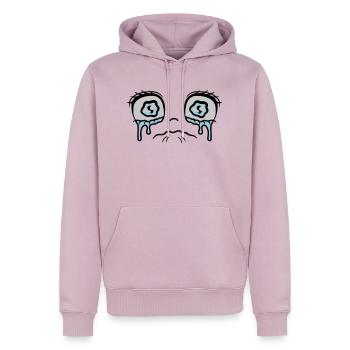 Visage triste de fille qui pleure - Sweat à capuche Premium bio Homme - rose poudré - Devant - Nico (187cm)