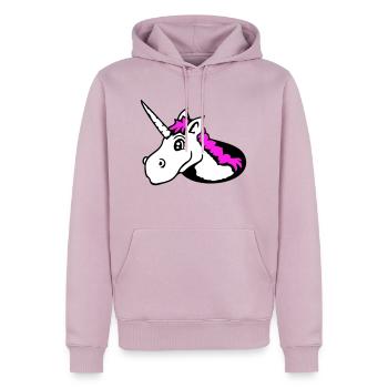 Unicorn Floor Hole Funny Smile Comic Cartoon - Men’s Premium Organic Hoodie - dusky pink - Front - Nico (187cm)
