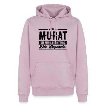 Man Myth Legend Murat - Sweat à capuche Premium bio Homme - rose poudré - Devant - Nico (187cm)