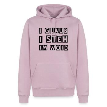i glaub i steh im woid - wald - Männer Premium Bio Hoodie - Altrosa - Vorne - Nico (187cm)
