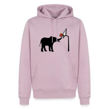 Basketball spielender Elefant Silhouette - Männer Premium Bio Hoodie - Altrosa - Vorne - Nico (187cm)