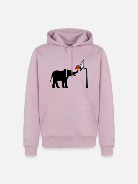 Basketball-playing elephant silhouette - Men’s Premium Organic Hoodie - dusky pink