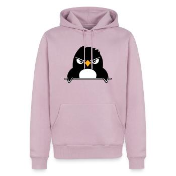 Pinguin Guckt Ernst Böse Gefährlich hinter Mauer - Männer Premium Bio Hoodie - Altrosa - Vorne - Nico (187cm)