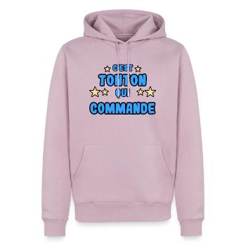 C'est tonton qui commande - Sweat à capuche Premium bio Homme - rose poudré - Devant - Nico (187cm)