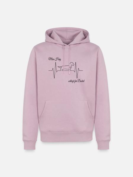 Dackel Herzschlag - Männer Premium Bio Hoodie - Altrosa