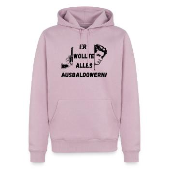 Er wollte alles ausbaldowern, Geschenk, lustig - Männer Premium Bio Hoodie - Altrosa - Vorne - Nico (187cm)