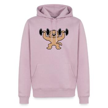 Chien Bodybuilder Muscles forts Gym Haltérophilie - Sweat à capuche Premium bio Homme - rose poudré - Devant - Nico (187cm)