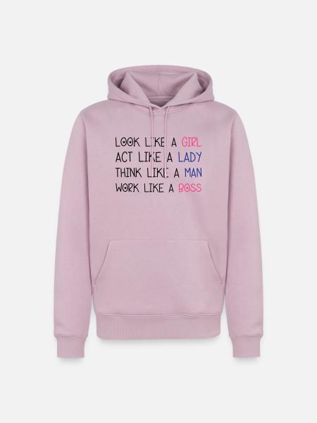 Look Like A Girl - Men’s Premium Organic Hoodie - dusky pink
