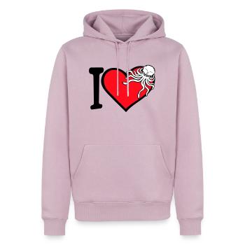 Ich liebe Oktopus Herz I Love Herz Symbol Logo süß - Männer Premium Bio Hoodie - Altrosa - Vorne - Nico (187cm)