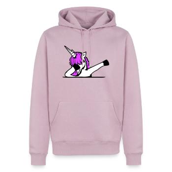 Licorne Dabbing Dab Danse Soirée Pose Geste Drôle - Sweat à capuche Premium bio Homme - rose poudré - Devant - Nico (187cm)