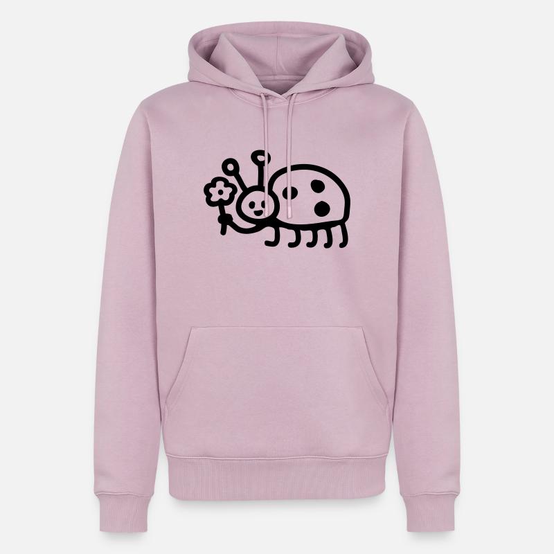 Coccinelle - Fleur - Line - Sweat à capuche Premium bio Homme - rose poudré