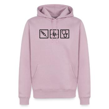 Docteur - Sweat à capuche Premium bio Homme - rose poudré - Devant - Nico (187cm)