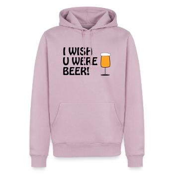 I WISH U WERE BEER #Bier #Beer #Bierliebe #Pivo - Männer Premium Bio Hoodie - Altrosa - Vorne - Nico (187cm)
