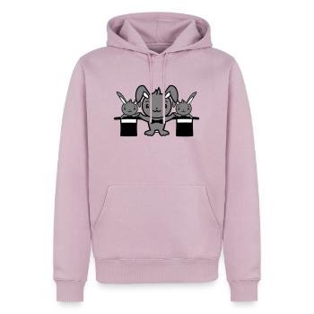 Bunnies Wizard Chapeau Haut de forme Enfants 2 Bébés Magie - Sweat à capuche Premium bio Homme - rose poudré - Devant - Nico (187cm)