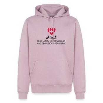Arzt - Männer Premium Bio Hoodie - Altrosa - Vorne - Nico (187cm)