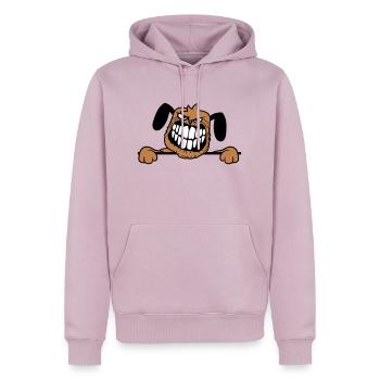 chien monstre méchant dangereux dents sourire sourire - Sweat à capuche Premium bio Homme - rose poudré - Devant - Nico (187cm)
