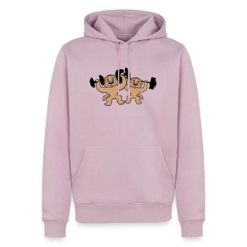 2 Hunde Bodybuilder Stark Muskeln Gym Gewichtheben - Männer Premium Bio Hoodie - Altrosa - Vorne - Nico (187cm)
