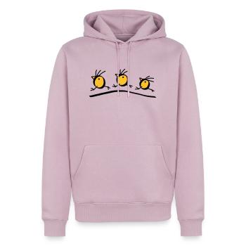 3 oiseaux bizarres - V2 - Sweat à capuche Premium bio Homme - rose poudré - Devant - Nico (187cm)