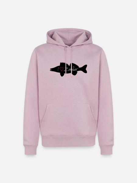 I Love Zander schwarz - Männer Premium Bio Hoodie - Altrosa