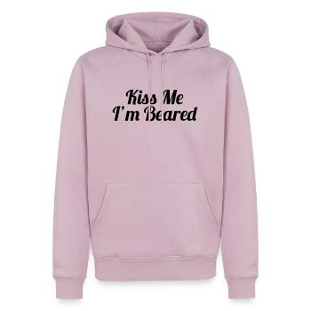 Kiss Me, I'm Beared - Sweat à capuche Premium bio Homme - rose poudré - Devant - Nico (187cm)