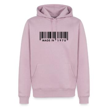 Anniversaire 1975 - Sweat à capuche Premium bio Homme - rose poudré - Devant - Nico (187cm)