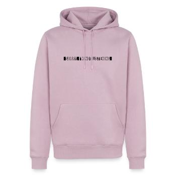 désolé de ne pas écouter - Sweat à capuche Premium bio Homme - rose poudré - Devant - Nico (187cm)