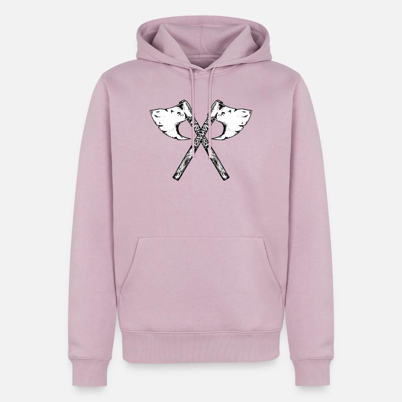 Wikinger Axt, gezeichneter Gruß - Männer Premium Bio Hoodie - Altrosa