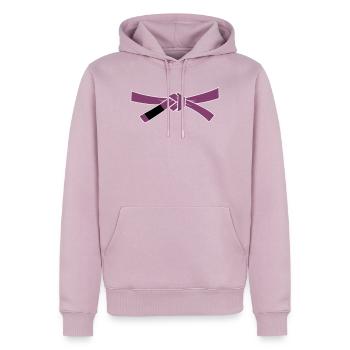 Ceinture violette - Ceinture violette - Sweat à capuche Premium bio Homme - rose poudré - Devant - Nico (187cm)