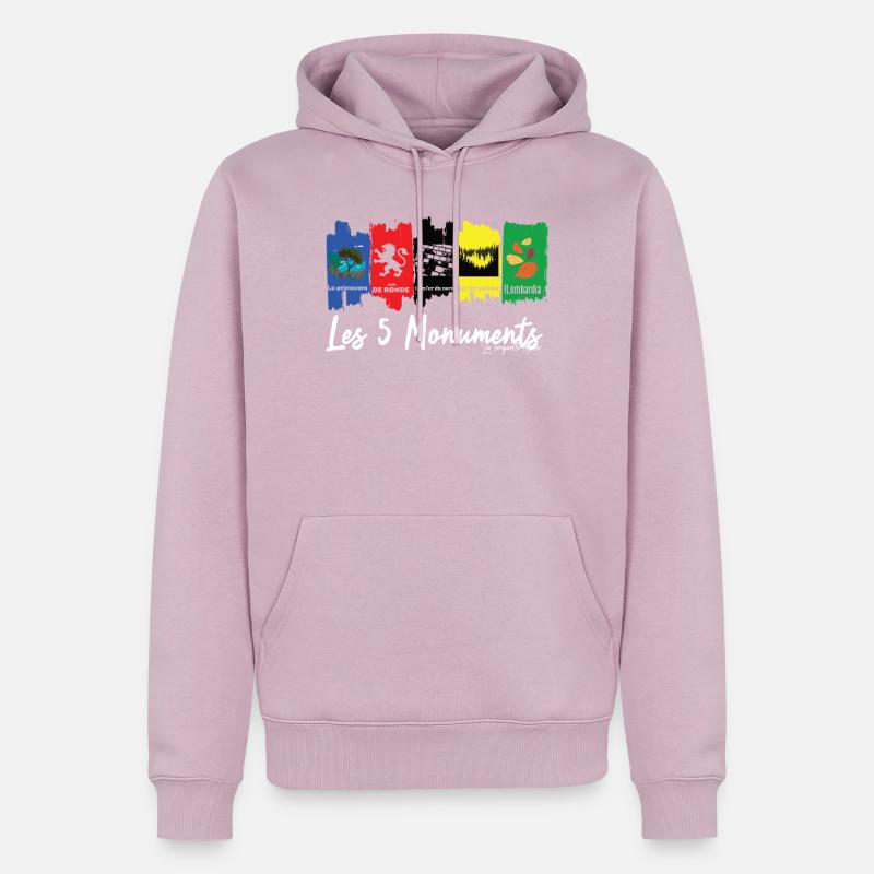Les 5 Monuments du cyclisme - Sweat à capuche Premium bio Homme - rose poudré