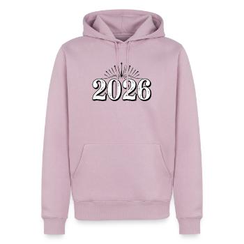 Jahreszahl 2026 | wonderful 2026 - Männer Premium Bio Hoodie - Altrosa - Vorne - Nico (187cm)