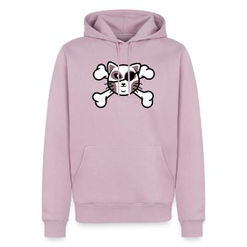 Patch de Crâne de chaton pirate - Sweat à capuche Premium bio Homme - rose poudré - Devant - Nico (187cm)
