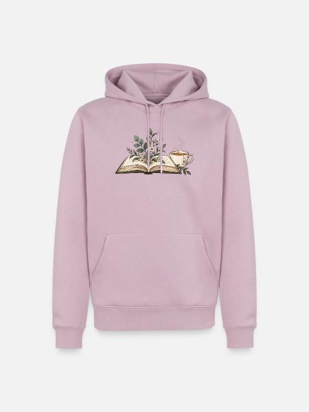 Buch mit Blumen & Teetasse - Männer Premium Bio Hoodie - Altrosa
