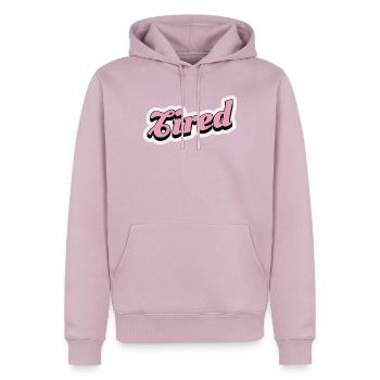 Tired Pink Retro Script Logo - Männer Premium Bio Hoodie - Altrosa - Vorne - Nico (187cm)