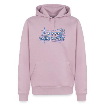Late Nights Neon Chrome - Männer Premium Bio Hoodie - Altrosa - Vorne - Nico (187cm)