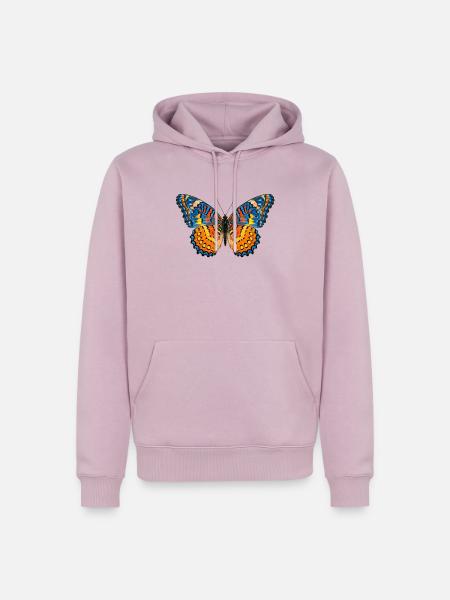 Vivid Spectrum Schmetterlingsflügelkunst - Männer Premium Bio Hoodie - Altrosa