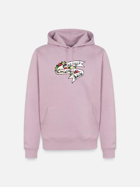 Frohe Weihnachten, ihr alle, Banner - Männer Premium Bio Hoodie - Altrosa