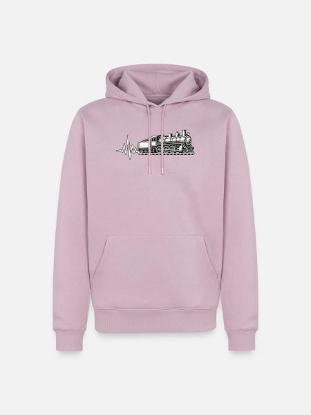 Dampflok Herzschlag Eisenbahn Leidenschaft - Männer Premium Bio Hoodie - Altrosa