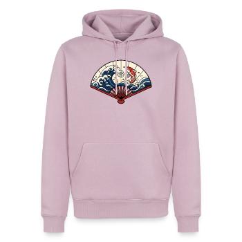 Japanischer Fächer Wellen Koi Fisch Vektor Shirt - Männer Premium Bio Hoodie - Altrosa - Vorne - Nico (187cm)